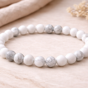 Bracelet Howlite Blanche perles 6mm